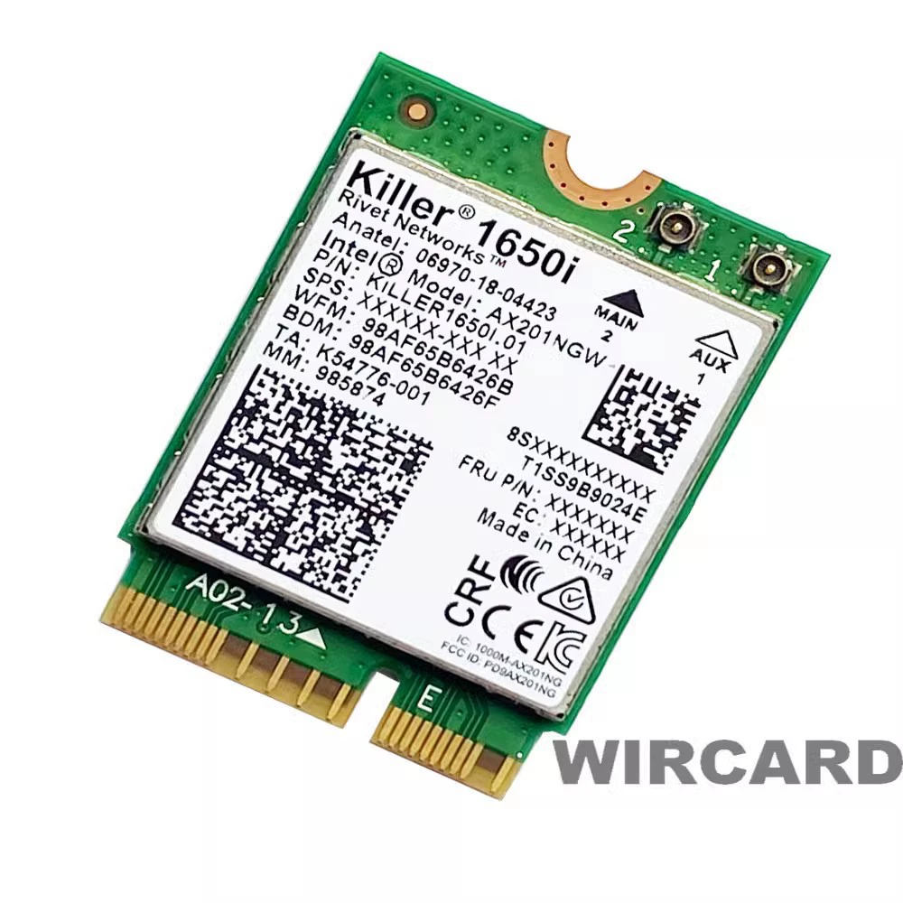 Киллер1650i AX201NGW Гигабитная ноутбук беспроводной Wi-Fi6 Bluetooth электрическая сетевая карта