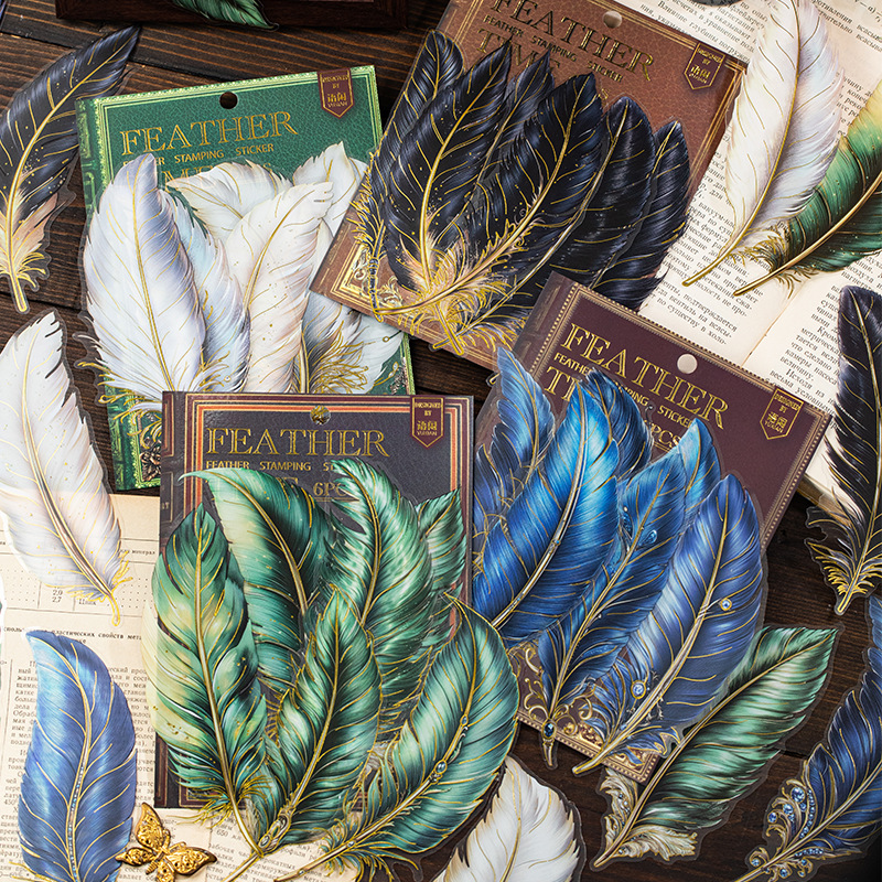 El lenguaje ocio pet estampado pegatinas bolsas de plumas de la serie de plumas creativas pegatinas decorativas