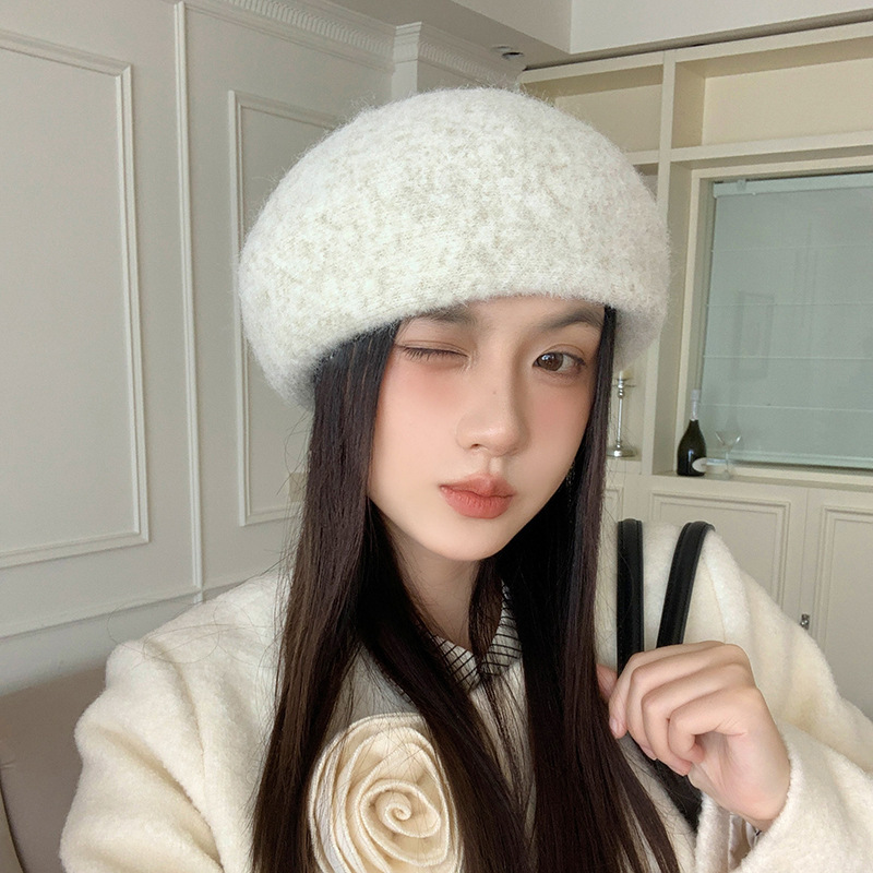 韩版灰色贝雷帽子女秋冬季羊毛混纺复古百搭显脸小画家帽2025新款|undefined