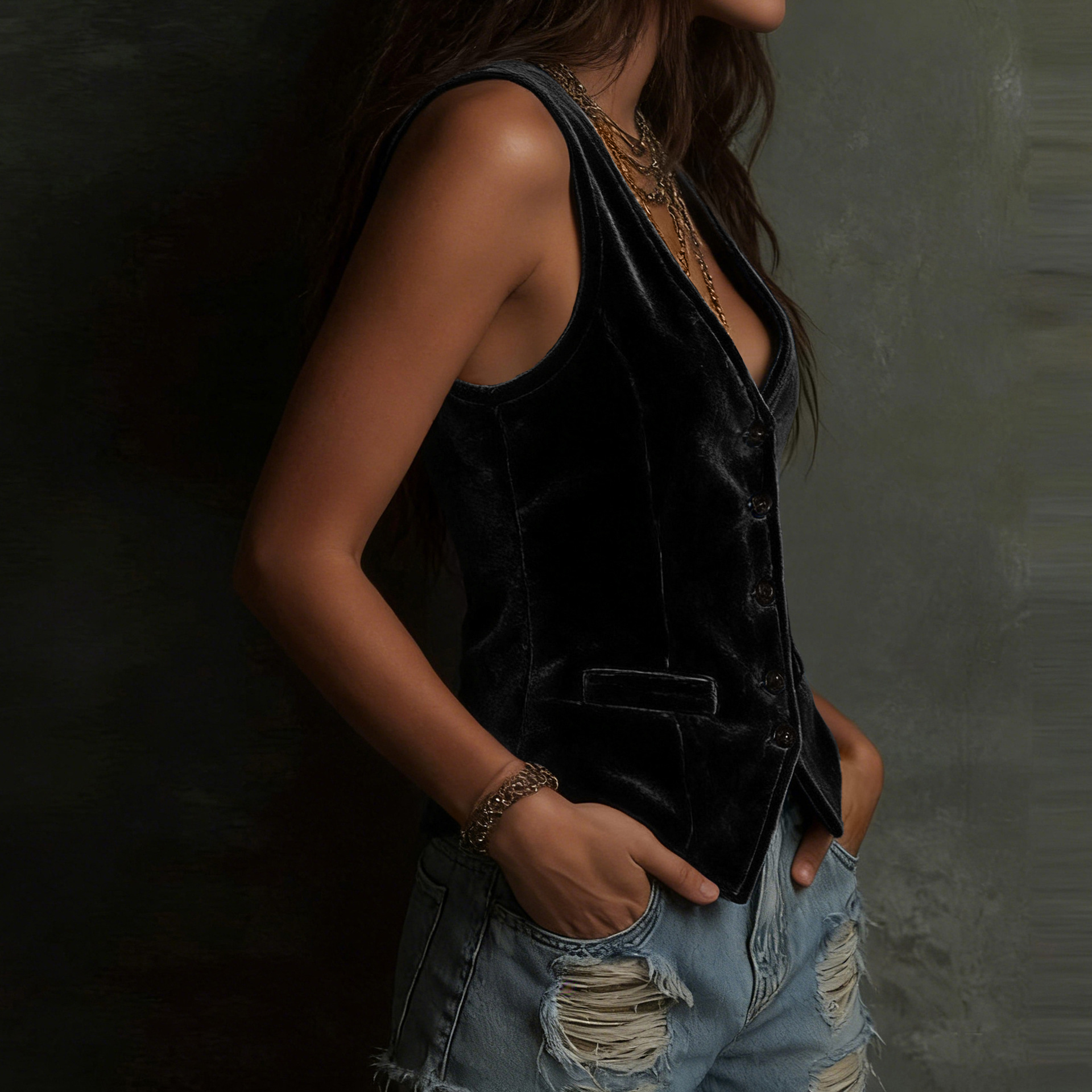 Essential V-Neck Sleeveless Vest For Women, Lightweight Button-Front Layering Tank Top, Versatile Casual And Office Wear_ecoleips.com