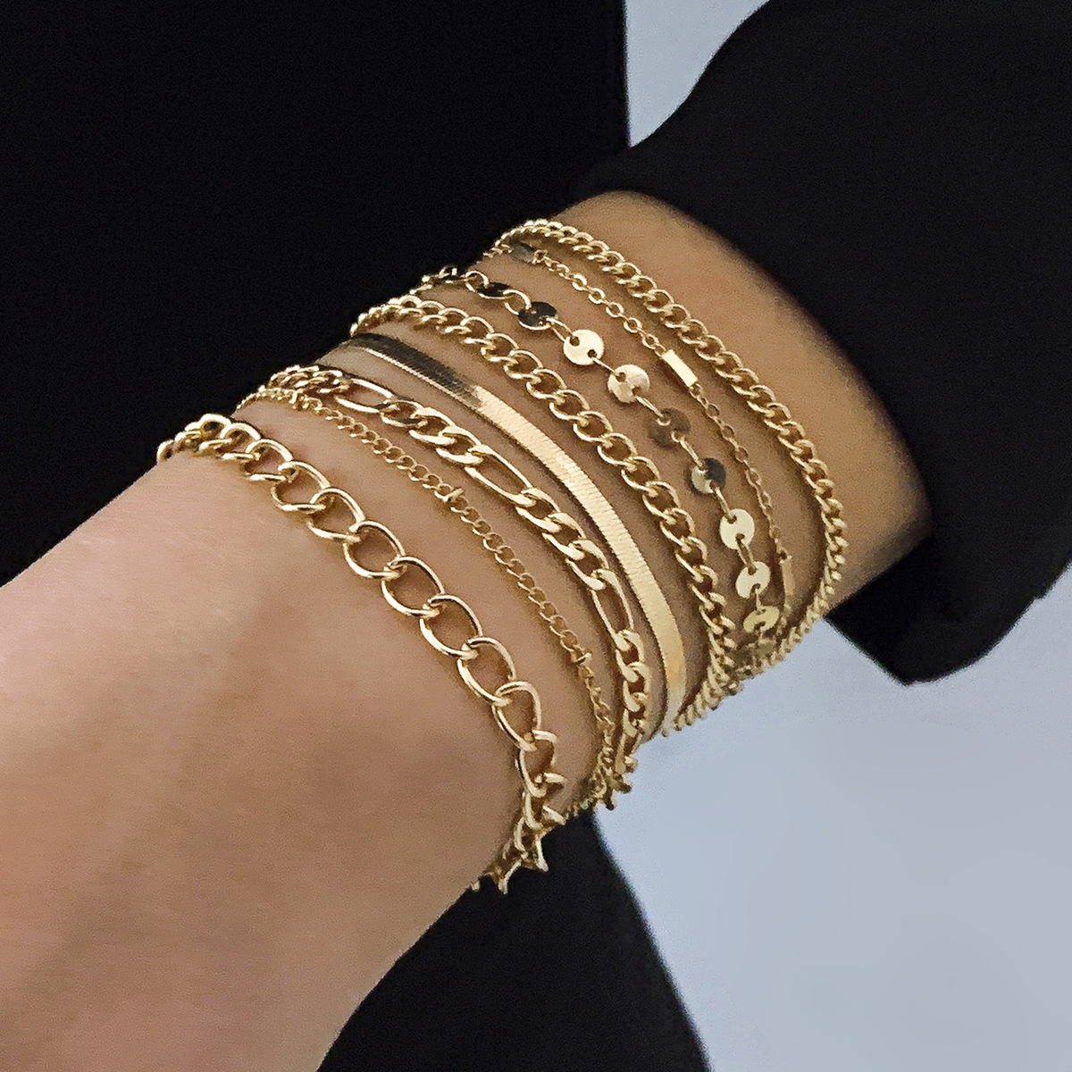 Bijoux en métal style punk avec ensemble complet de diamants et chaîne à griffes, bracelet à paillettes en os de serpent et papillon_voghion.com