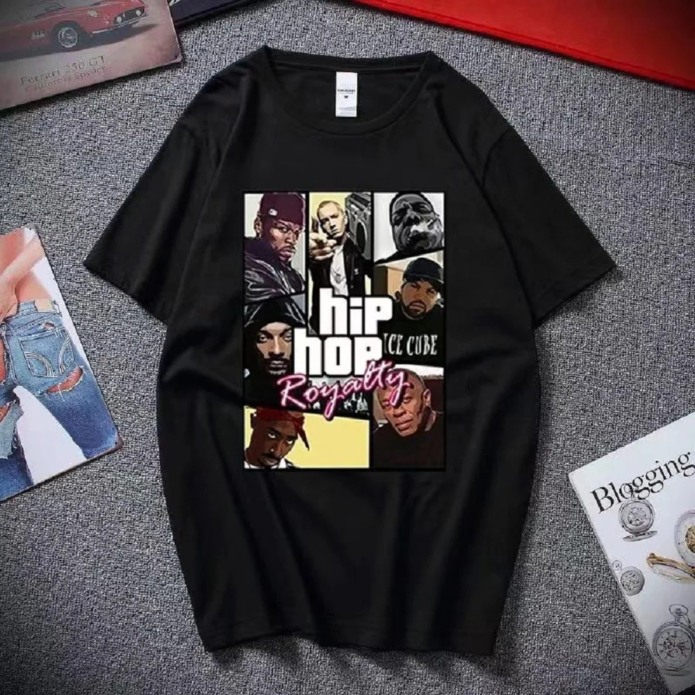 Hip-hop repçi printli unisex futbolka, yay üçün