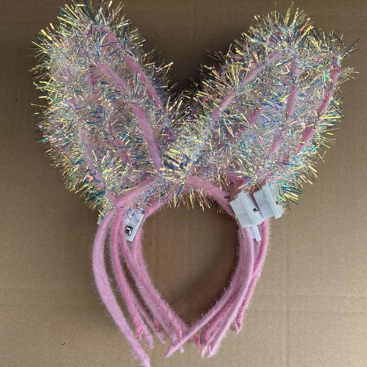 Diadema con Orejas de Conejo con Luces, Diadema Brillante para Puestos de Mercado Nocturno, Juguetes Brillantes para Niños al por Mayor