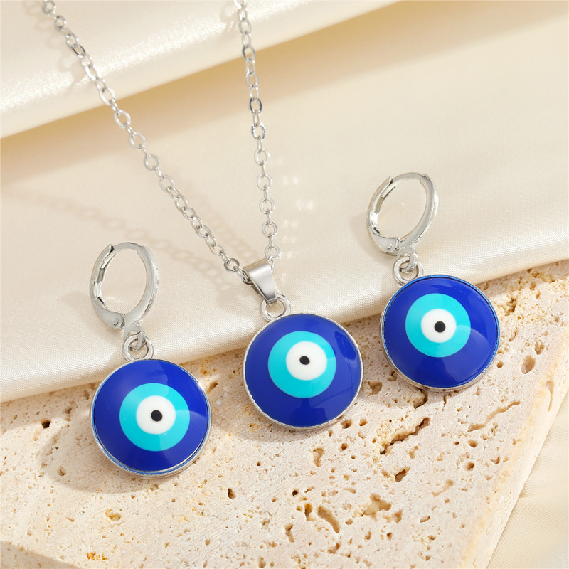 Neue Schmuck Dunkelblaue Augen Kreative Türkische Augen Ohrringe Schlüsselbein Kette display picture 8