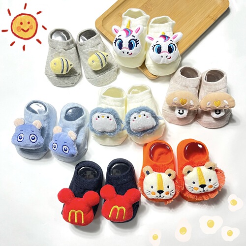 New children's socks design ins style baby children's invisible socks dotted cute three-dimensional cartoon cotton doll socks