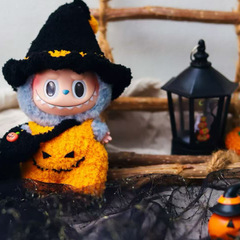ベビー服のみ 17 センチメートルブラインドボックス手作りラブウールニットハロウィンカボチャスーツ服漫画ペンダント