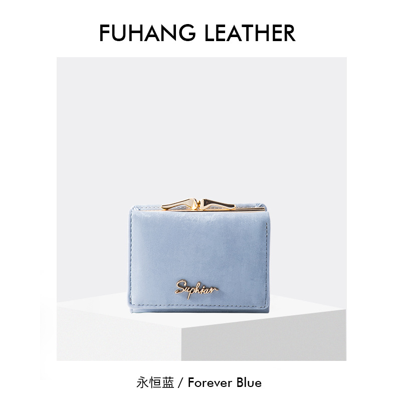 Cartera para mujer estilo K, linda, corta, triple, multifuncional, con clip para tarjetas, monedero y almacenamiento personalizado.