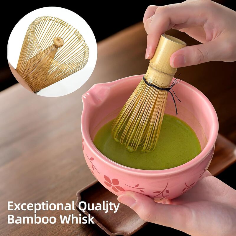Ceramic Matcha Set Whisk with Nozzle, Matcha Bowl, Bamboo Whisk, Great Item Ceramic Matcha Set Whisk with Nozzle, Matcha Bowl, Bamboo Whisk, Great Item