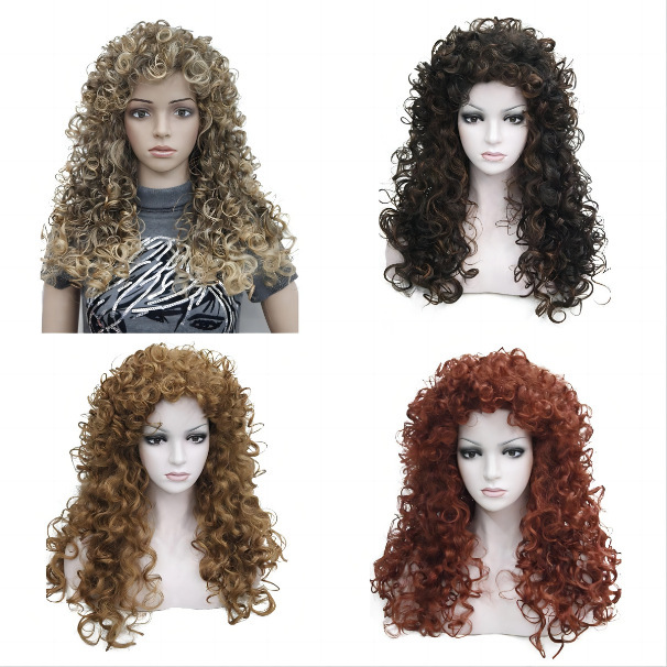 Cross-border African Small Roll Wig European and American Wig Women's Long Curly Hair Explosive Head Chemical Fiber Head Cover Full Top Hair