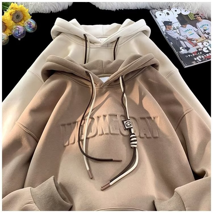 European and American heavyweight sweater men's winter fleece-lined thickened 500g steel seal coat autumn and winter vibe high street hoodie