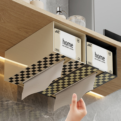 Bathroom tissue box, home living room desktop, multi-functional light luxury wall hanging, punch-free face towel plastic tissue box