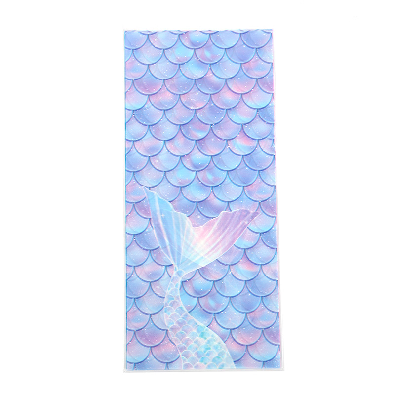 Sirena escala patrón fiesta caramelo bolsa de cordón copo de nieve crujiente bolsa de embalaje corbata bolsa de regalo OPP transparente bolsillo plano