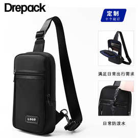 新款跨境男士商务斜挎包黑色大容量运动胸前包单肩斜挎男士胸包