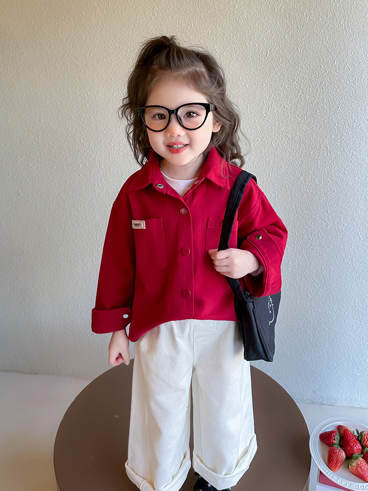 Camisas para niñas, ropa de primavera y otoño 2025 nuevos abrigos casuales para niños, camisas para niñas, blusas para bebés de estilo occidental coreano