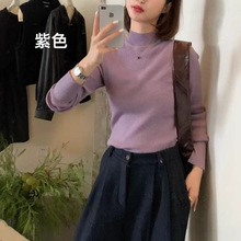2025年法式修身半高领内搭女秋冬套头打底衫长袖洋气高级感上衣潮