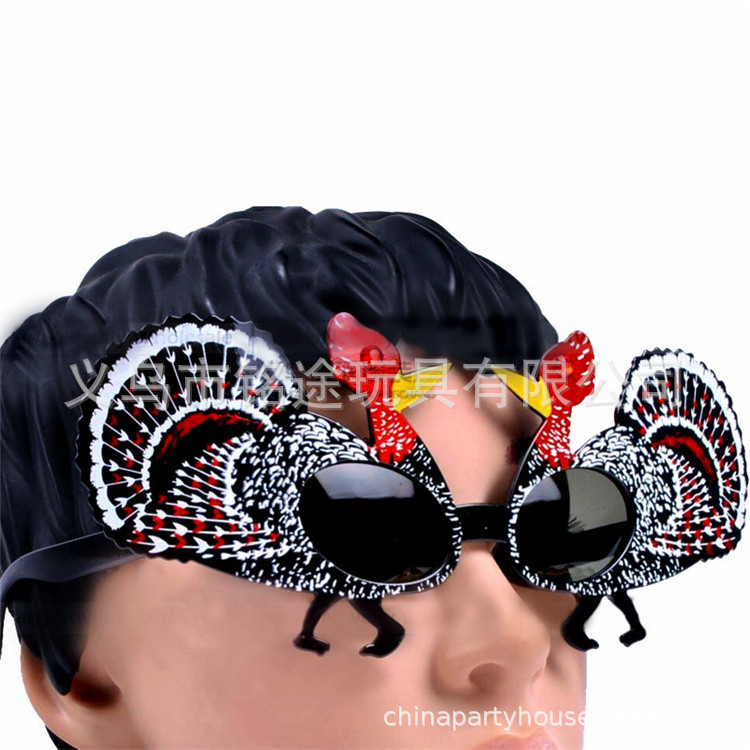 Decoración del Partido de Acción de Gracias gafas de pavo Thanksgiving theme party Turkey shape glasses