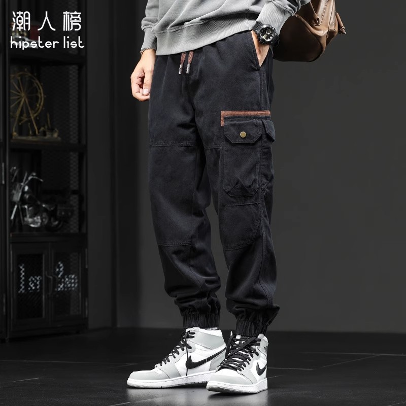 Autumn American Overalls Men's Trendy Brand Loose Leg Haren Pants Men's 2024 New Casual Long Pants