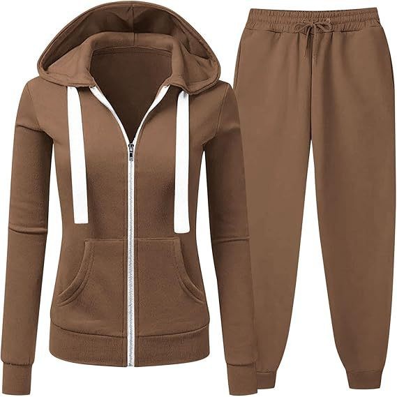 Women's Clothing Women's Solid Color Hoodie & Jogger Set – Casual Knit Sweatsuit (S-XXL, 10 Colors)_voghion.com