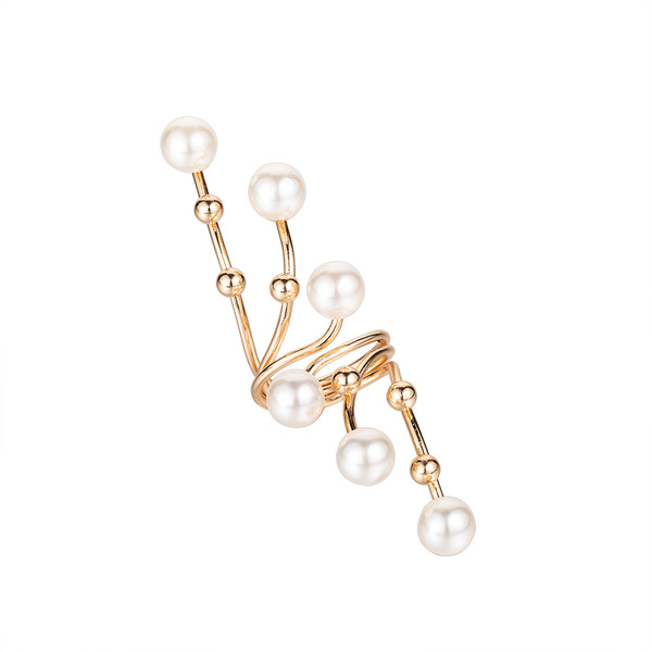 Fashionable geometric creative golden ring pearl