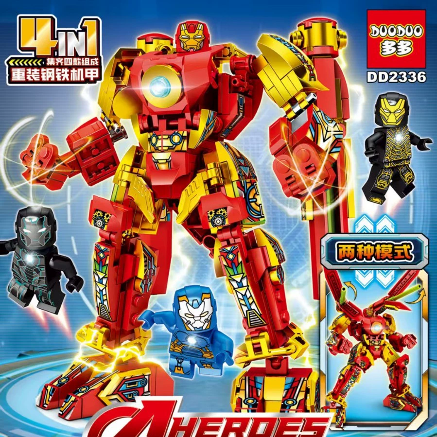 Lego конструктор, игрушка Железный человек, деревянная фигура, мелкие детали, набор DD2336, 8 коробок