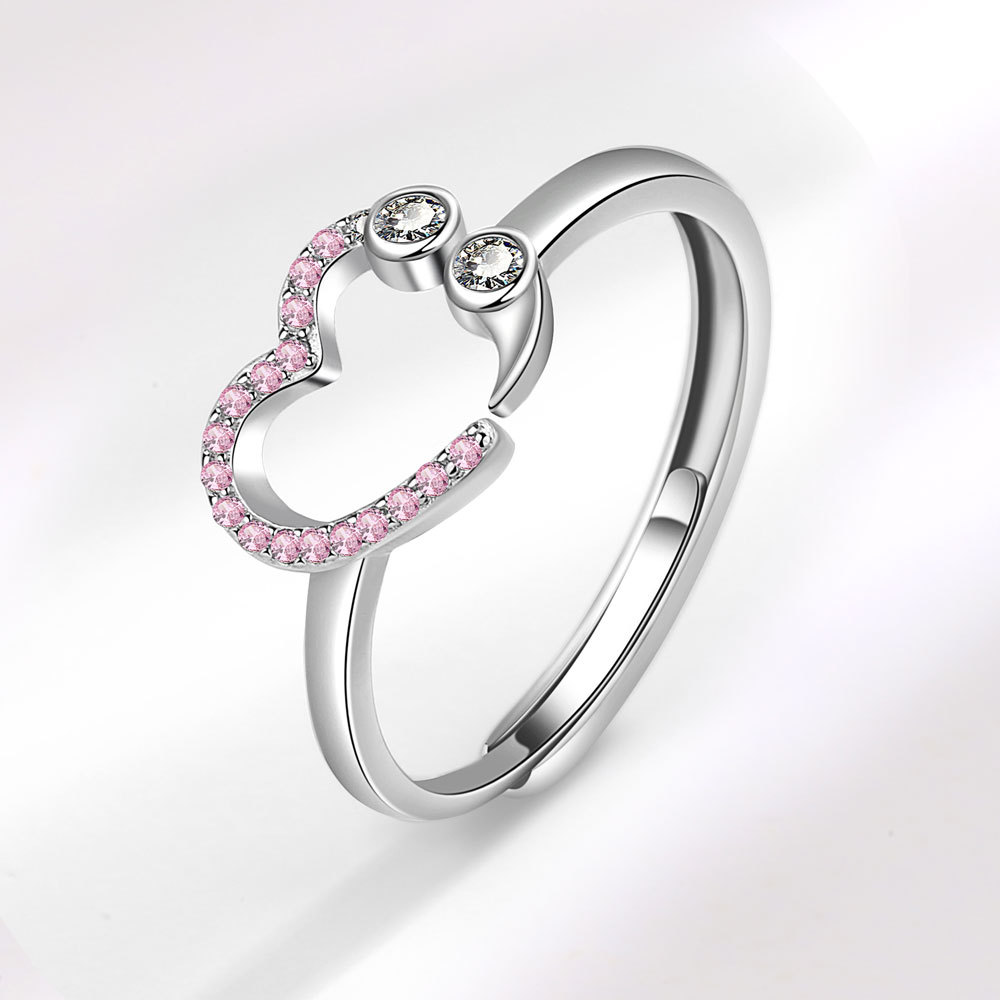 Simple Style Heart Shape Copper Inlay Zircon Rings 1 Piece