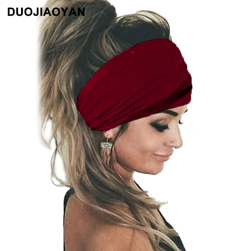 Elastic Macaron Sports Headband For Women Solid Colour Fabric_voghion.com