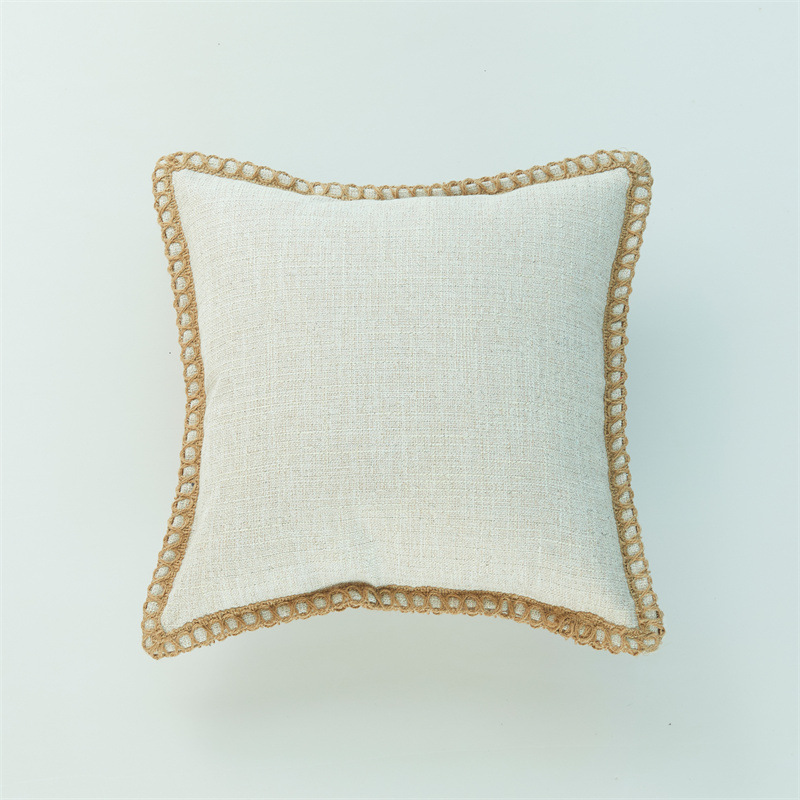 Housse de coussin de canapé décorative tissée en lin de couleur unie simple de style nordique nouvelle taie d'oreiller de décoration pour la maison_voghion.com