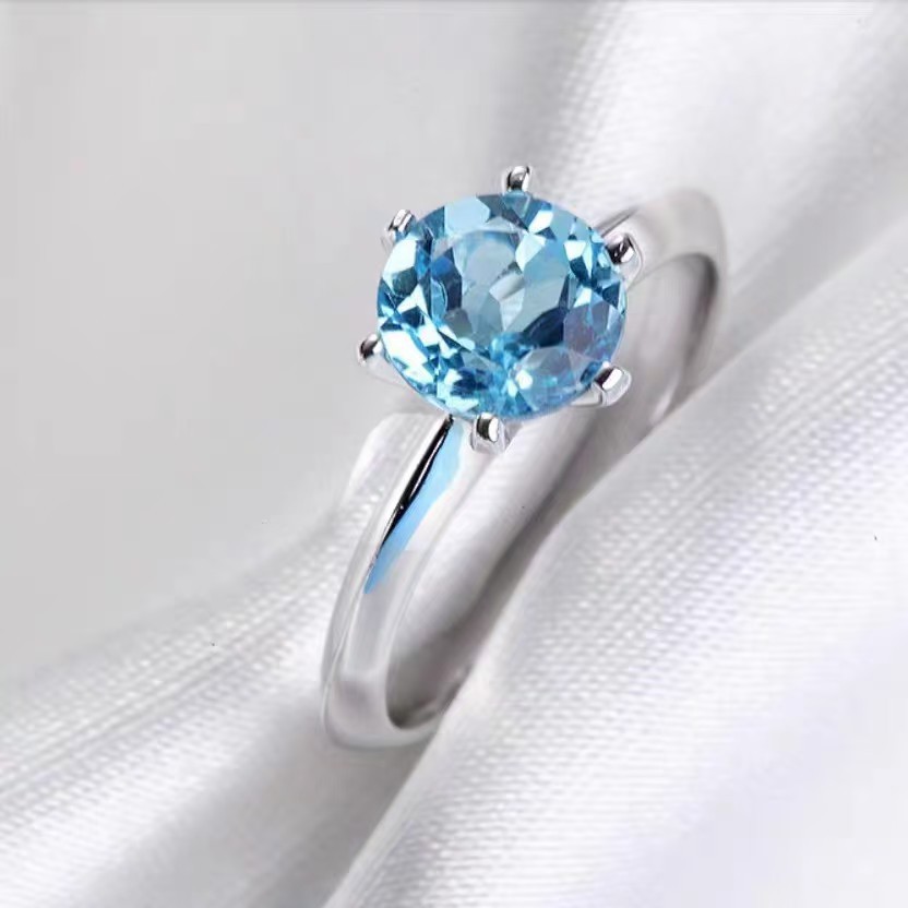 High-End Six-Claw Simulated Diamond Ring for Women, Simple and Fashionable Moissanite Proposal and Wedding Open Ring Wholesale