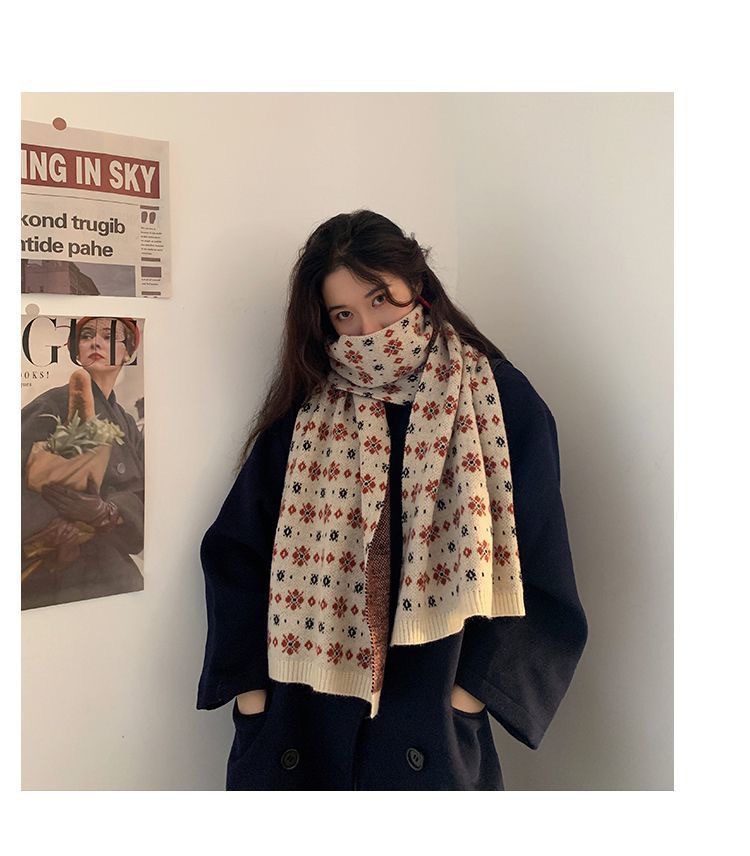 Femmes Style Vintage Flocon De Neige Tricoter Foulard display picture 2