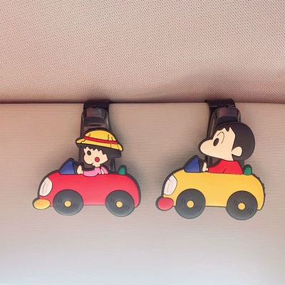 Car Glasses Clip/Bill Clip car sun visor storage - driving-shin-chan-figurines-set-of-two