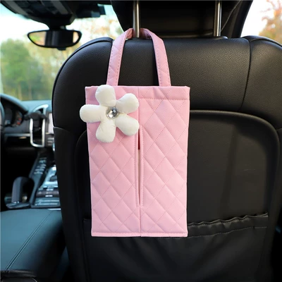 car interior products, Car tissue box/set - powder-paste-white-down-flower