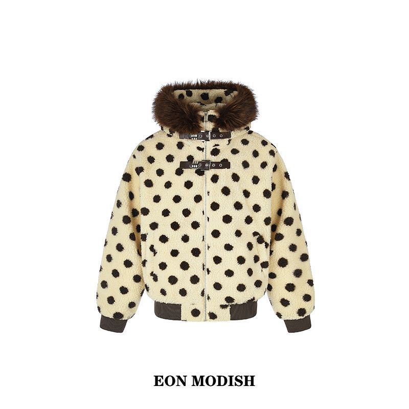 Eon Modish 男女同款26冬季美式街潮高街波点连帽棉服外套
