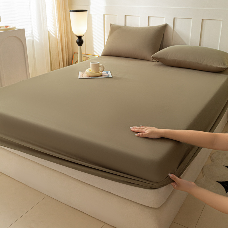 2024 nueva clase A de algodón simple color sólido cepillado de un solo producto funda de cama a prueba de polvo cubierta protectora de colchón todo incluido cuatro