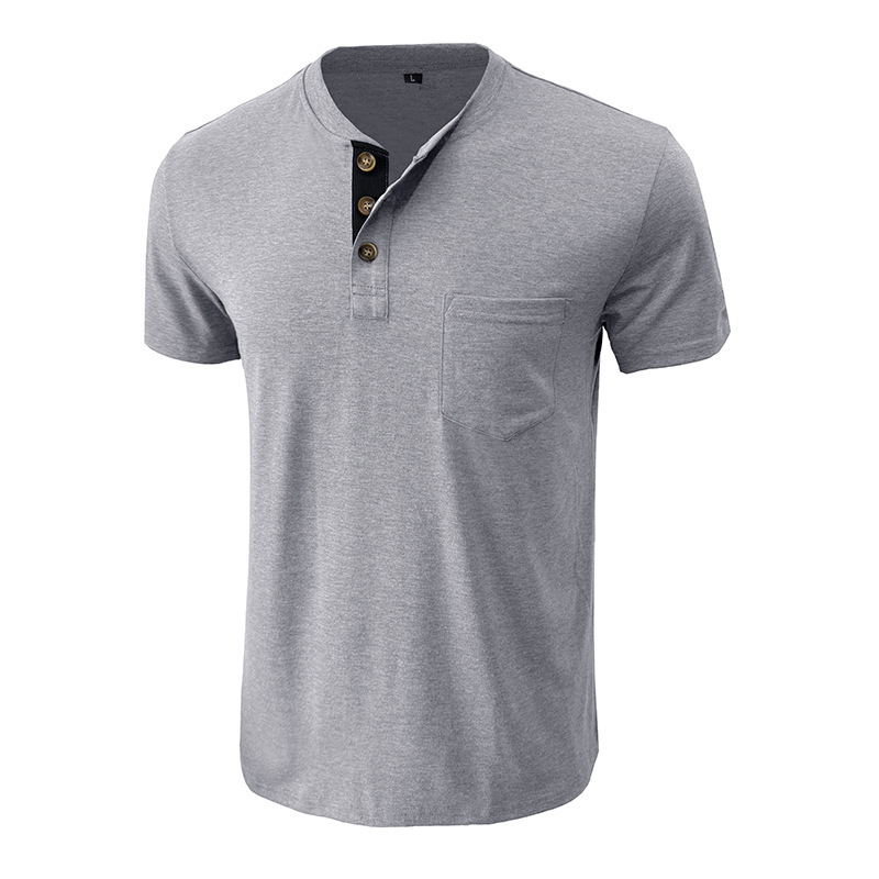 T-shirt henley uomo maniche corte top casual estivo girocollo_voghion.com
