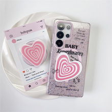 韩风线条爱心三星Galaxy S25Ultra闪粉手机壳 适用S23/S24P磁吸壳