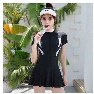 泳衣女高级感 爆款时尚显瘦泳装 游泳馆专用遮肚连体裙式游泳衣