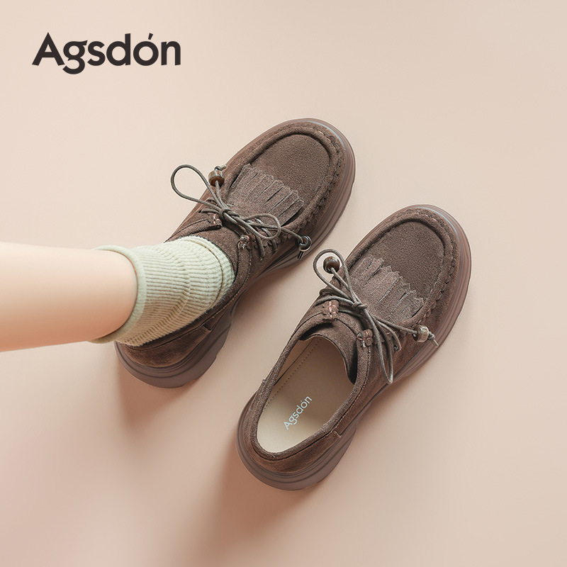 Zapatos de Lefour de fondo grueso para mujeres 2025 nuevos zapatos de caño con bordas retrógradas casuales zapatos de canguro suaves