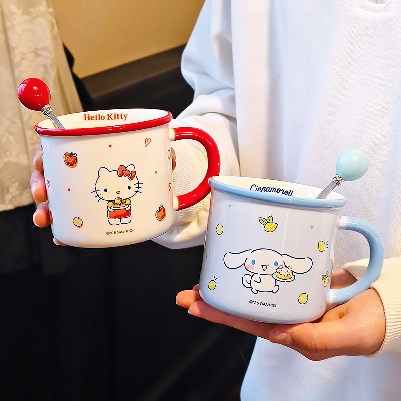 三丽鸥马克杯卡通家用陶瓷喝水杯可爱创意儿童牛奶杯学生敞口杯子