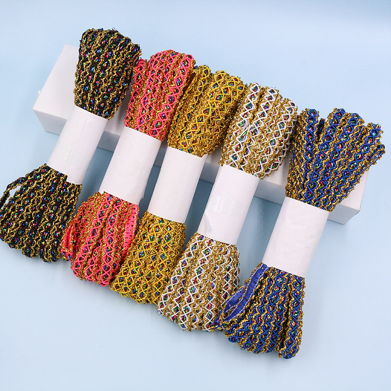 9 metros un rollo 1cm de ancho seda dorada ola encaje ropa equipaje artesanía decoración zapatos sombreros accesorios de bricolaje hechos a mano