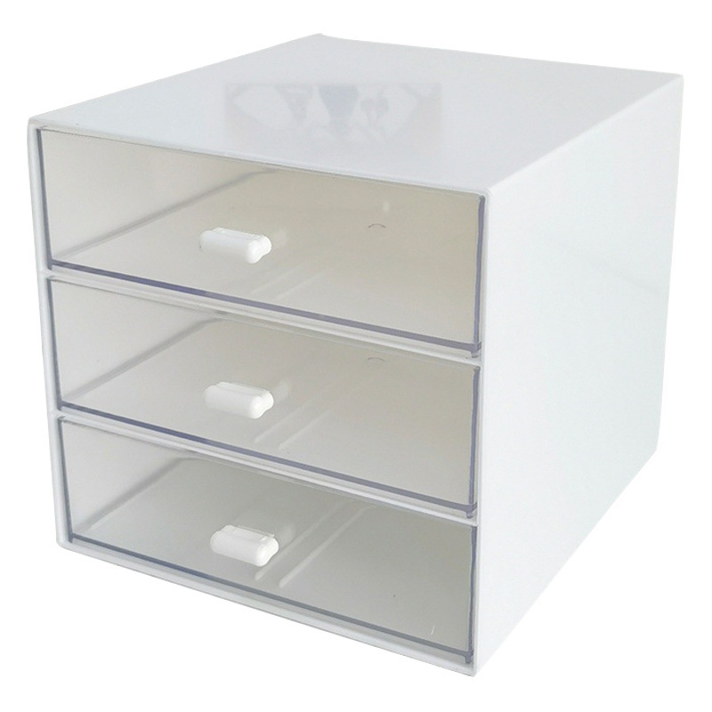 Caja de almacenamiento de escritorio de estilo ins dormitorio de estudiantes integrada de tres capas caja de almacenamiento de cosméticos papelería transparente