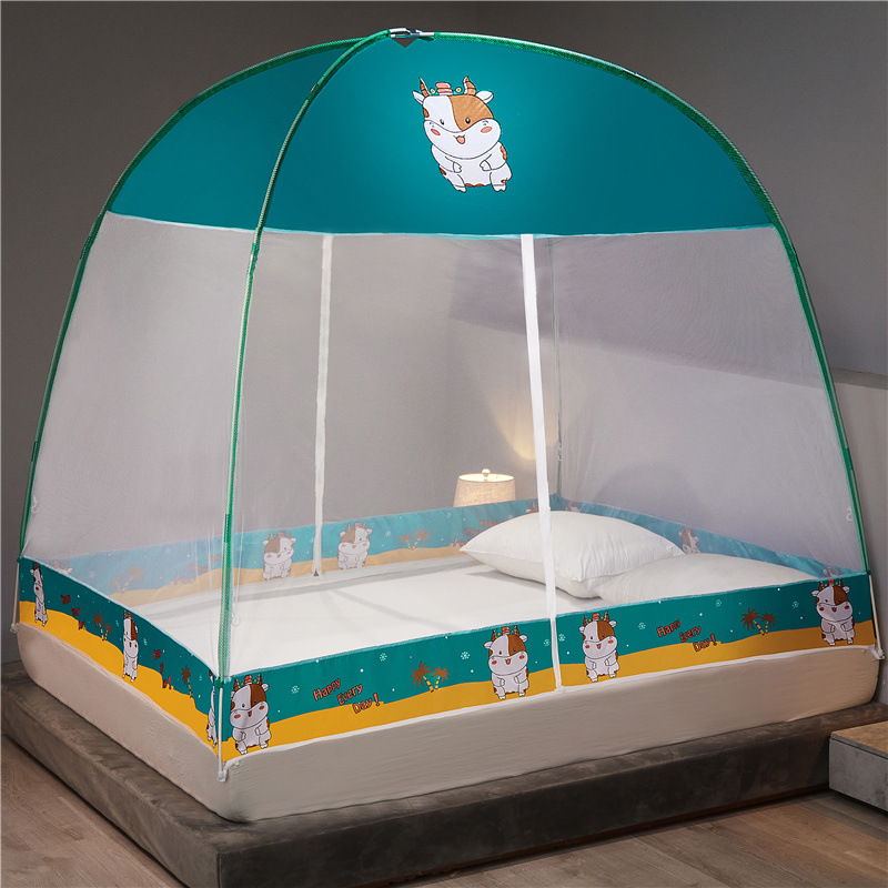 2023 nueva instalación-libre anti-Mosquito a prueba de polvo bolsa mongol impresa mosquitera dibujos animados anti-mosquito 1,5 m 1,2 m 1,8 M
