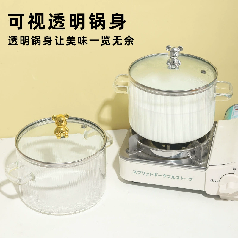Каменная посуда? wait careful: It says high borosilicate glass pot open flame gas direct burning multifunctional instant noodles bowl double ear soup pot stew pot factory foreign trade