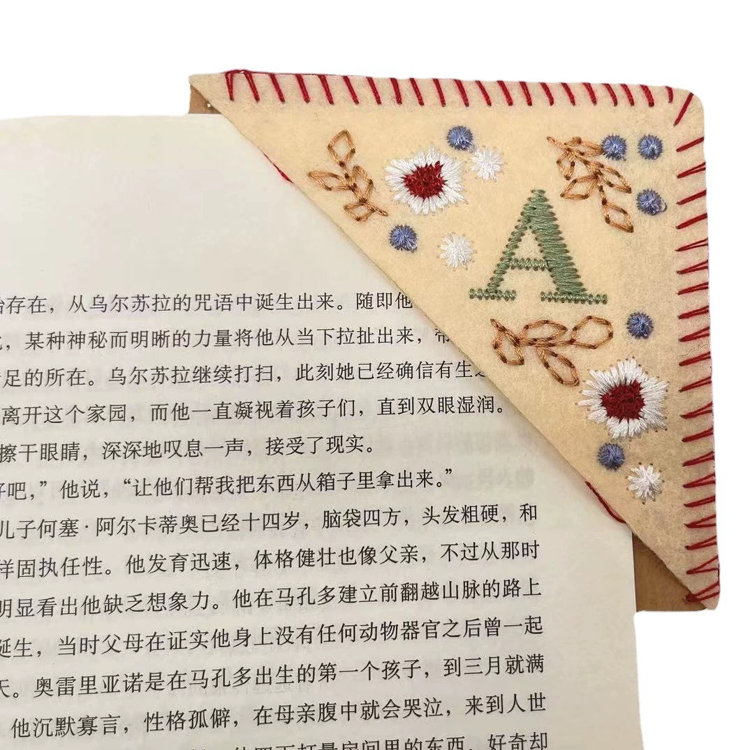 Китайский стиль, весна, лето, осень и зима, хит продаж, ткань в национальном стиле, персонализированная закладка с ручной вышивкой, фетровая закладка с треугольными знаками