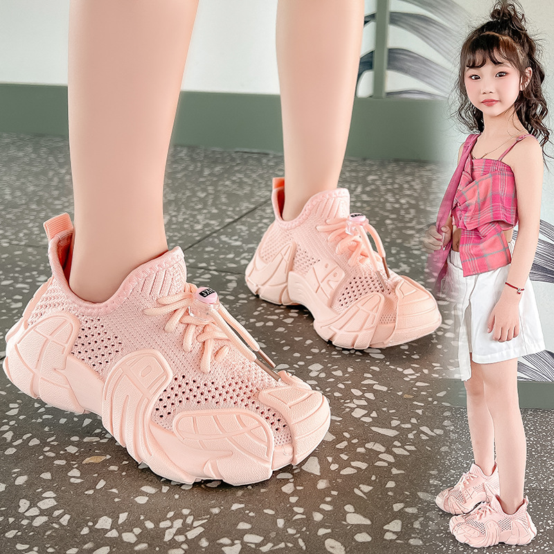 Girls' sneaker 2025 Spring and Summer New Lightweight Shock-absorbing Children's Casual Shoes Breathable Mesh Running Shoes