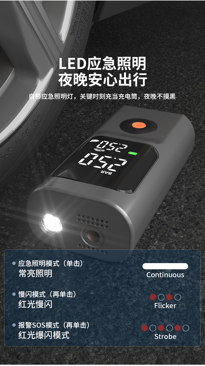 Portable Mini Car Air Pump Wired and Wireless Dual-Purpose Air Pump Handheld Wireless Charging Air Pump Cross-Border