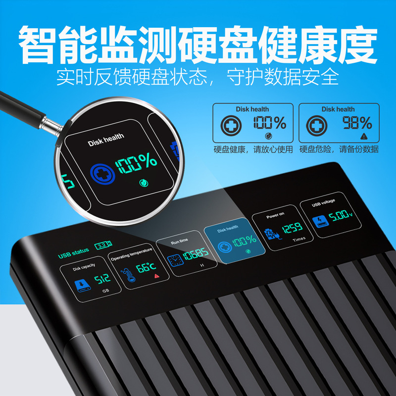 Shuole 2.5inch Hdd/Ssd Mobile Hard Drive Box with Smart Digital Display for Laptop External Sata Interface Shuole 2.5inch Hdd/Ssd Mobile Hard Drive Box with Smart Digital Display for Laptop External Sata Interface