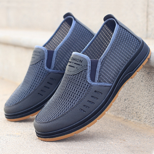 Foreign trade men's shoes, summer men's old Beijing cloth shoes, new breathable casual dad shoes, middle-aged and elderly slip-on mesh shoes