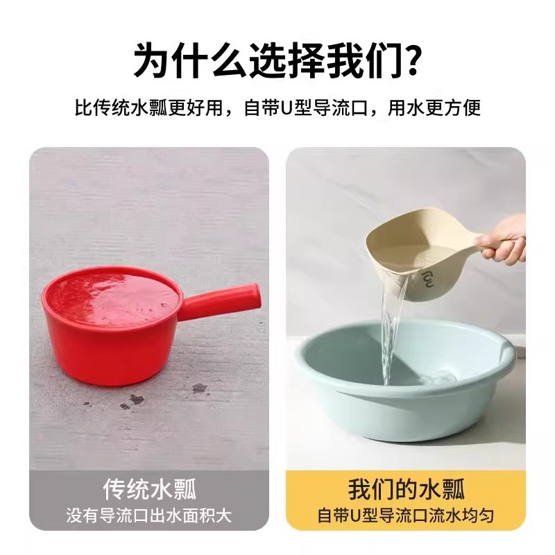 壊れない、使い捨ての水ひしゃく、深めの水ひしゃく、厚みのある家庭用長柄プラスチック製のクリエイティブなキッチン水ひしゃく|undefined