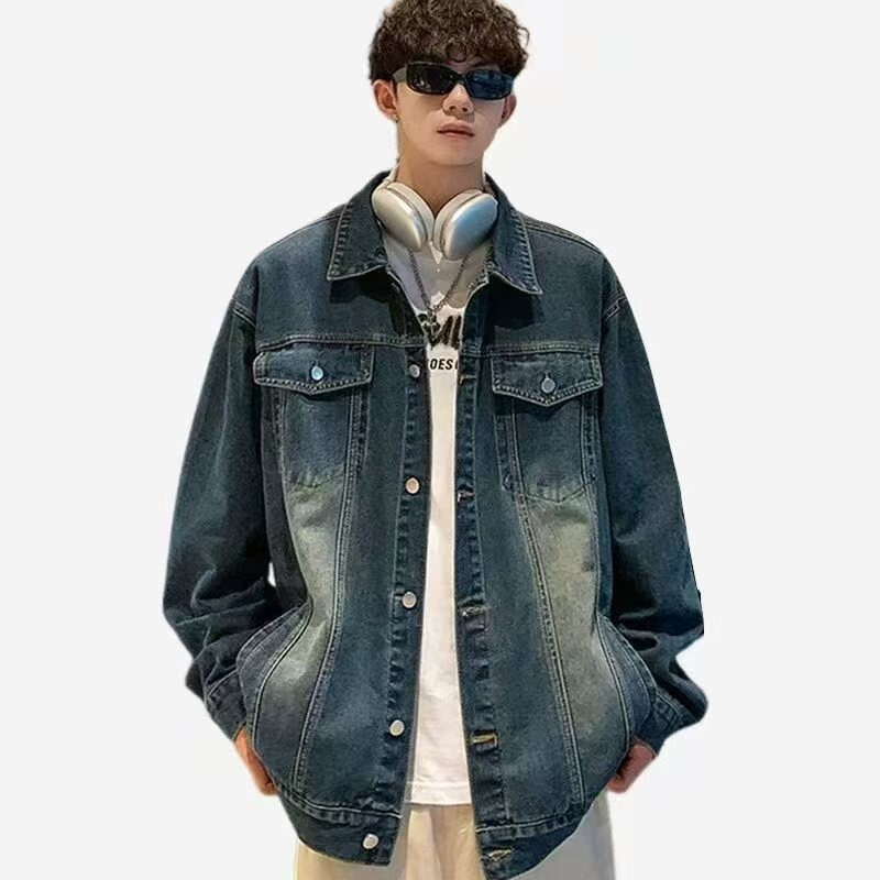 2026 Spring and Autumn New Korean Style Denim Jacket Men's Loose Top Trendy Street Casual Jacket 2026 Spring and Autumn New Korean Style Denim Jacket Men's Loose Top Trendy Street Casual Jacket