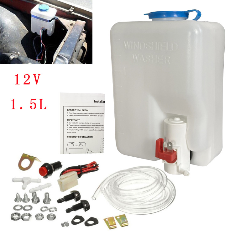12v 1.5L coche universal de lavado de parabrisas botella de limpieza de olla traje de botella de limpieza limpiaparabrisas botella de pulverización de agua